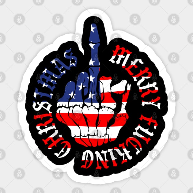 Merry Fucking Christmas US Flag Sticker by Rayrock76